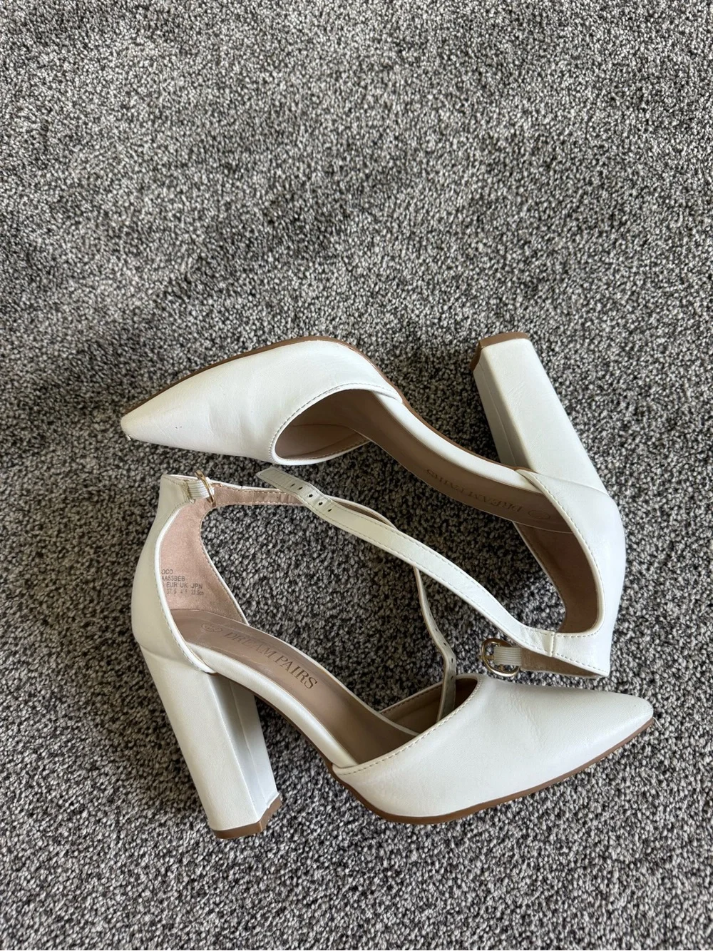 Dream Pairs White Pointed-Toe Ankle Strap Heels